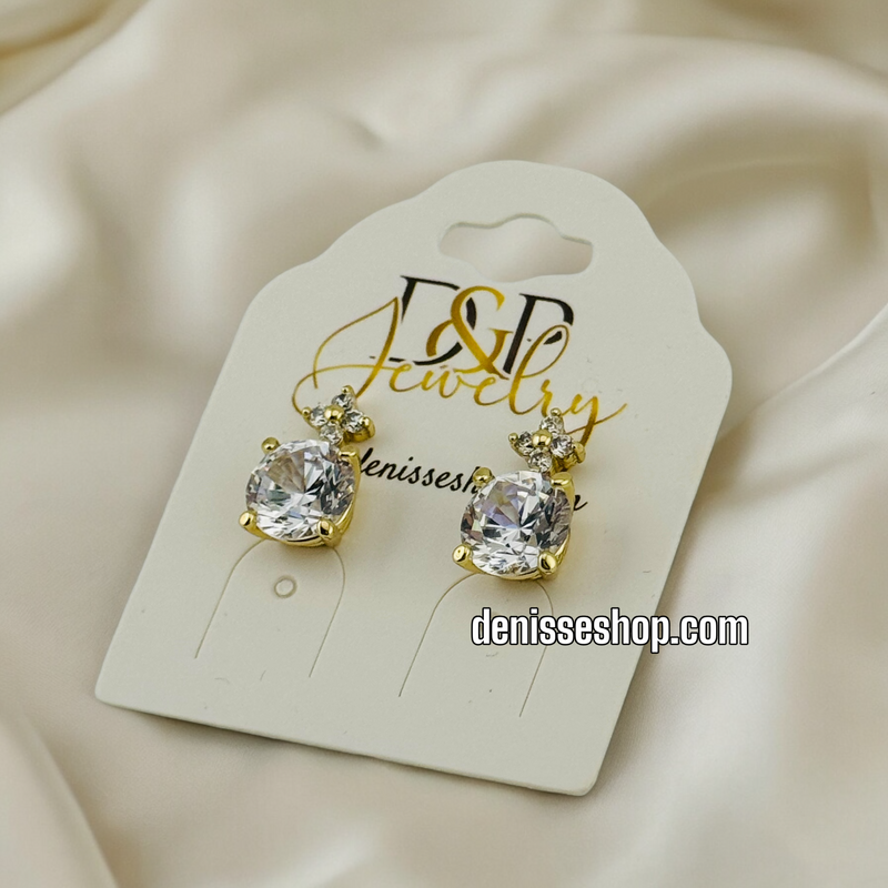 14K WHITE STONE EARRINGS E518