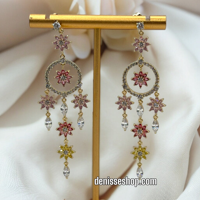 18K PINK AND WHITE EARRINGS E369