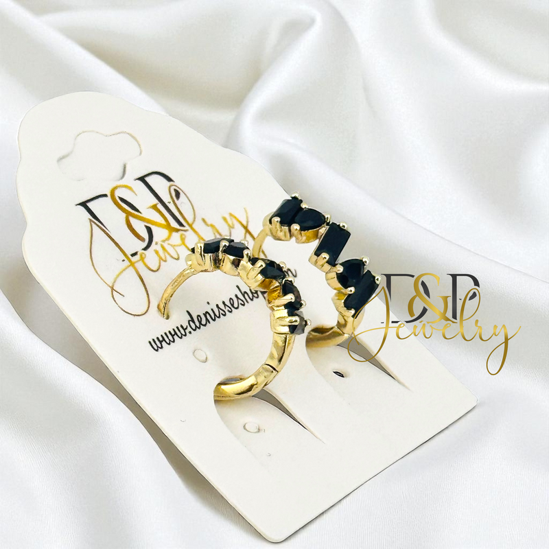 14K MEDIUM STONES HOOP EARRING HP765