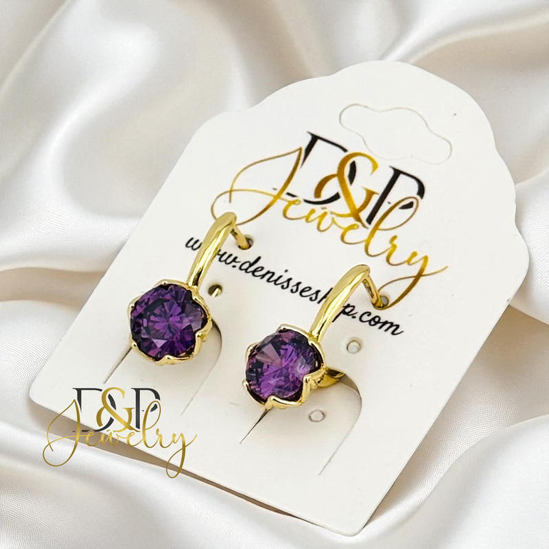 14K DROP STONE HUGGIE EARRING E940