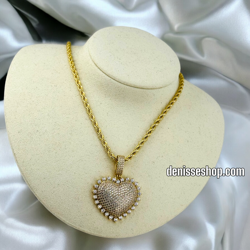 14K WOMEN/ BLING HEART NECKLACE N143