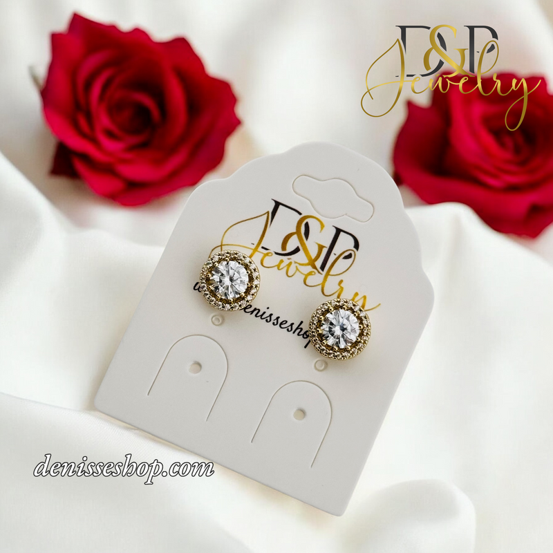 14K WHITE BUTTON EARRING E824