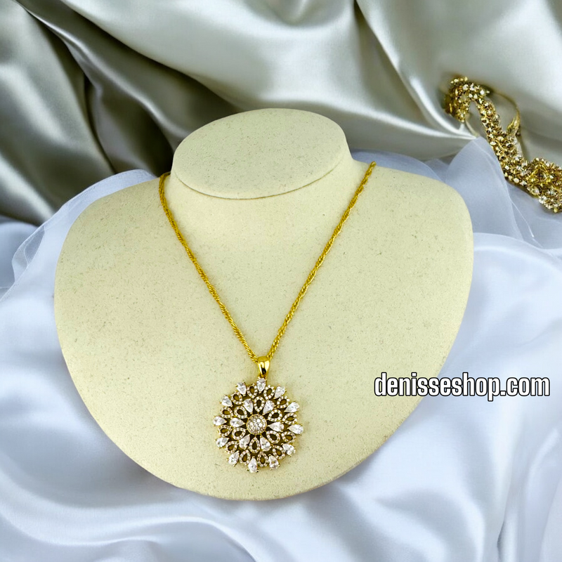 14K / WOMEN / ZIRCONIA SUN FLOWER NECKLACE N119