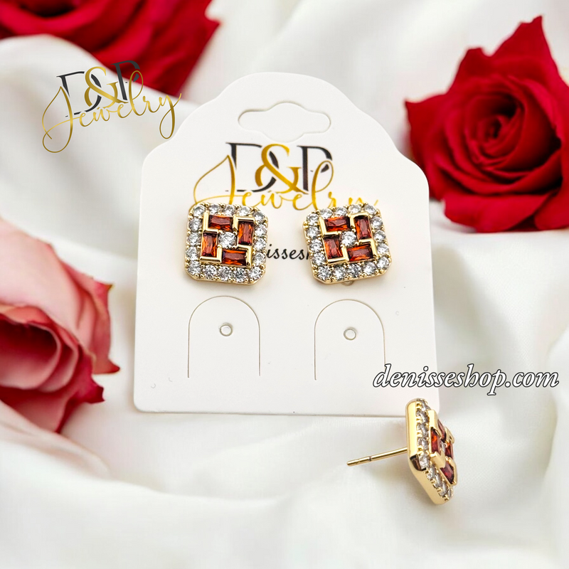 14K LUXURY MARRON STONE EARRING E815