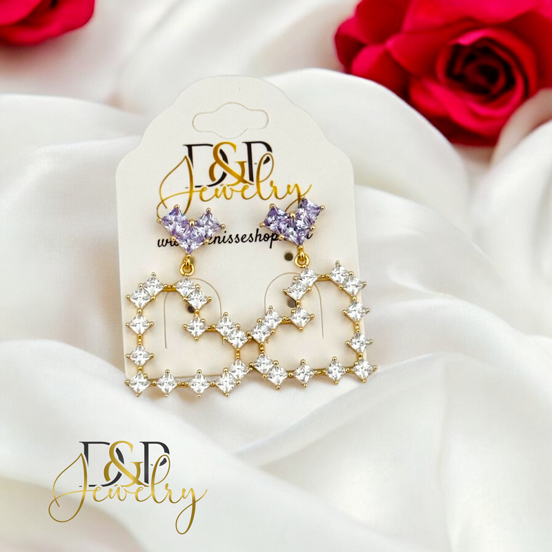 14K HEART OF STONES EARRING E846