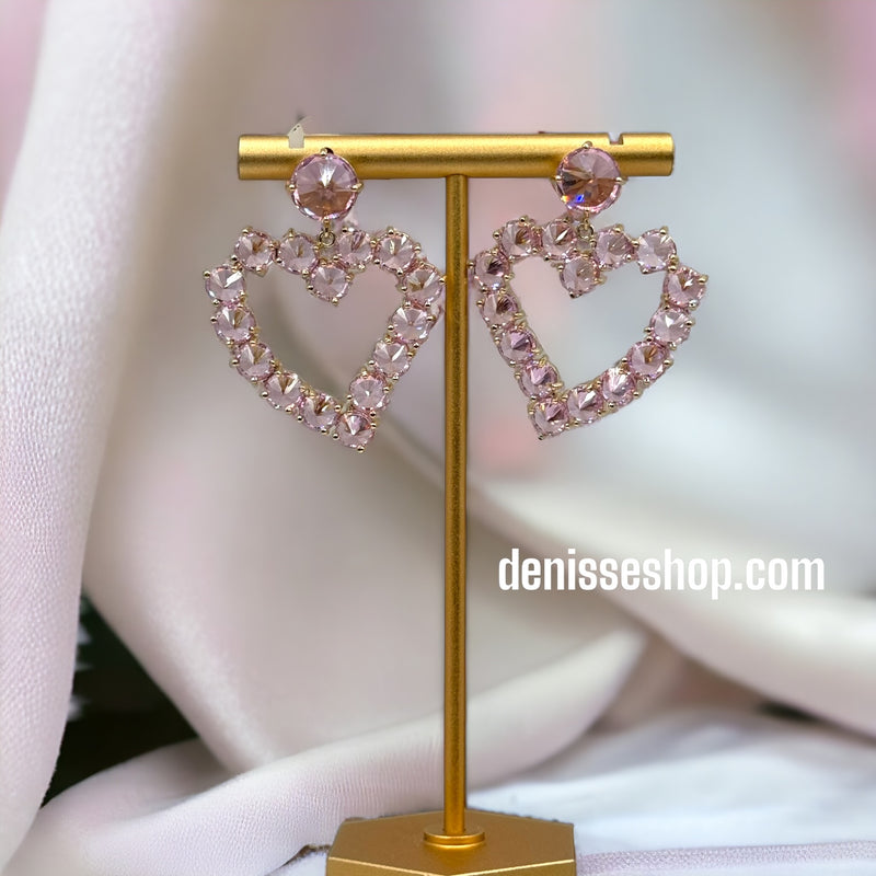 18k Pink Heart Earrings E237