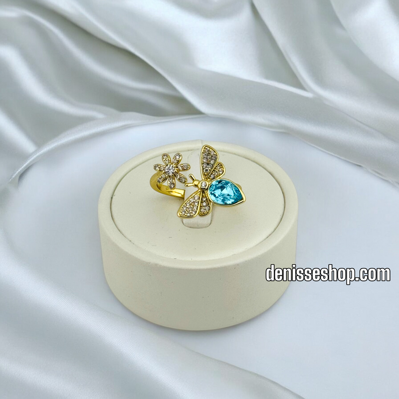 14K ADJUSTABLE BLUE BEE RING RG343