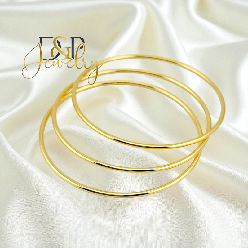 14K GOLD/BANGLE TRIPLE SET BRACELET BR808