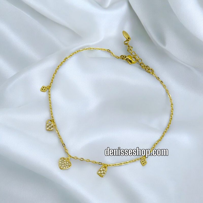 14K HEART ANKLET BRACELET A08