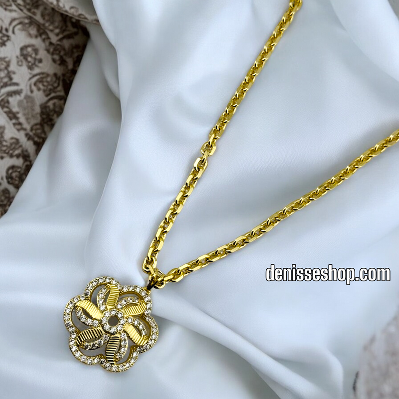 14K WOMEN/ SPIN FLOWER NECKLACE N139