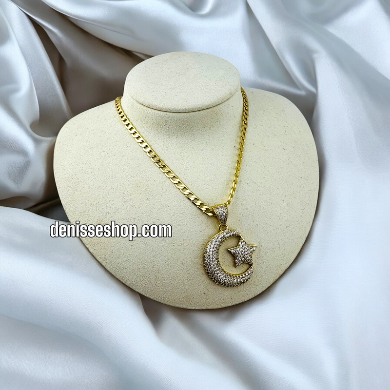 14K MOON STAR PENDANT P593