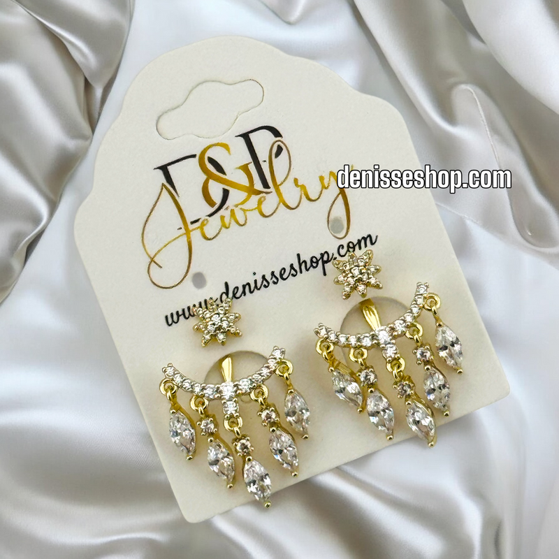 14K /WOMAN WHITE STONES EARRING E742