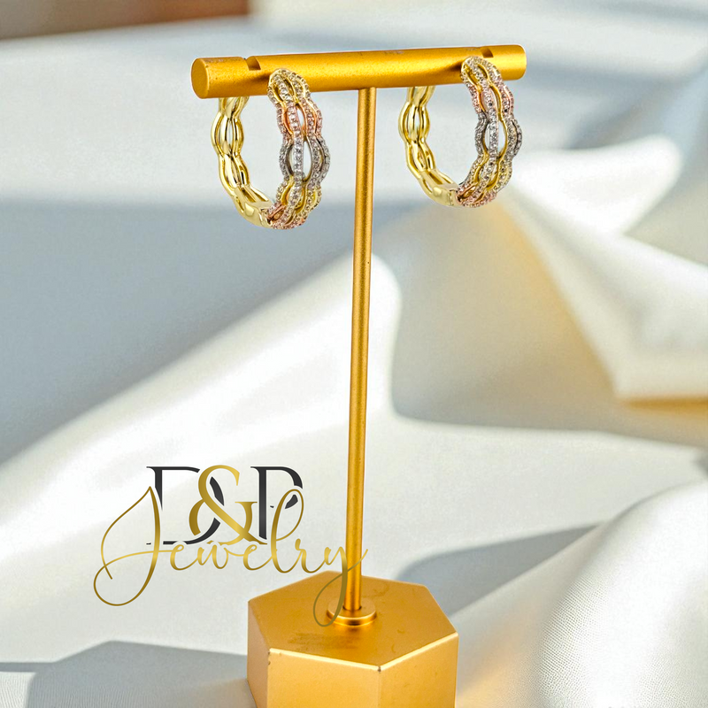 14K FASHION TRICOLOR HOOP HP718