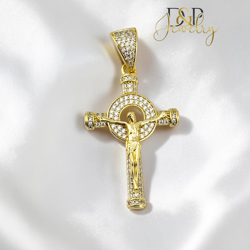 14K GOLD PLATED CROSS JESUS PENDANT P128 – D&P COSMETICS LLC