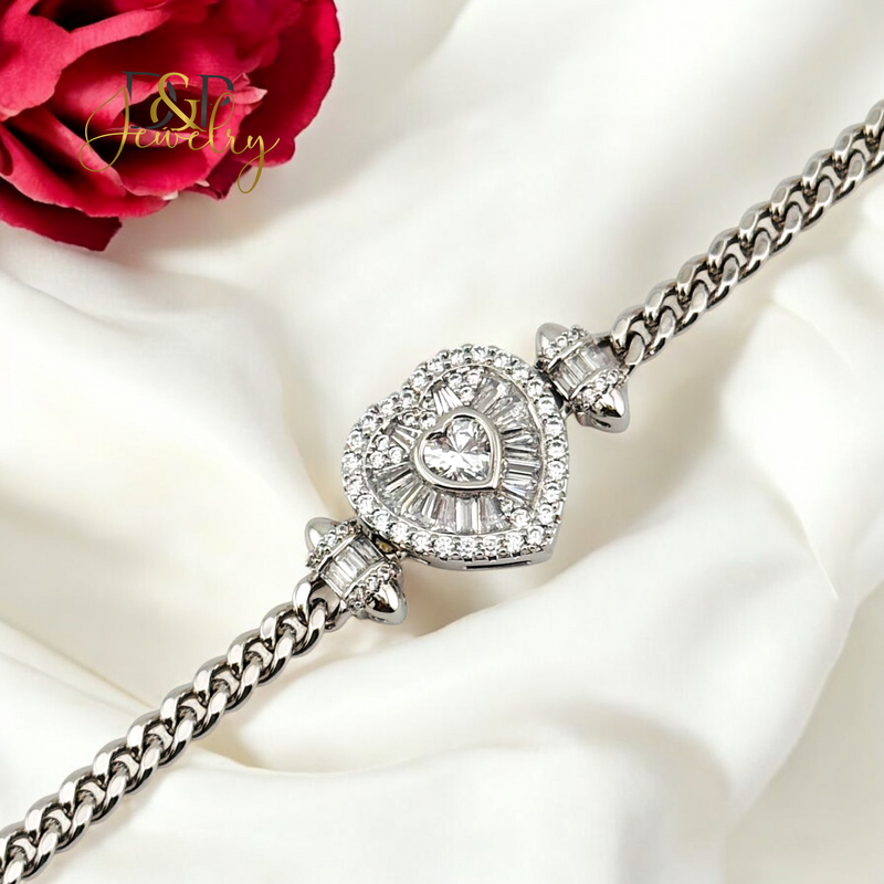 SILVER ELEGANT HEART BRACELET BR729