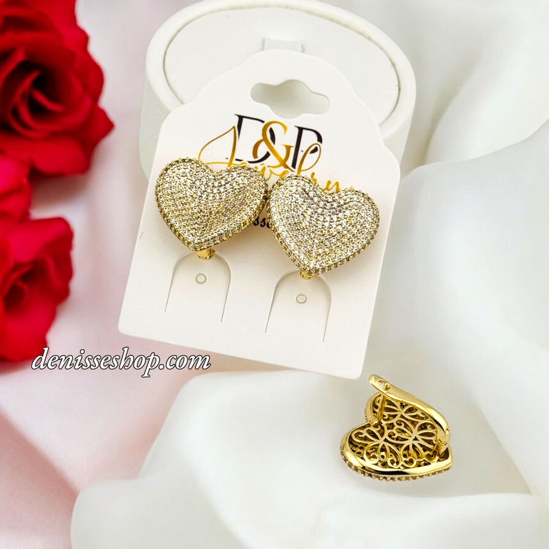 14K HEART EARRING E807