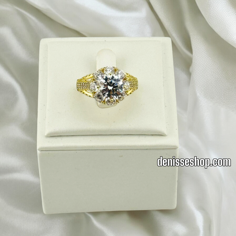 14K GOLD/ WHITE STONE FASHION RING RG263