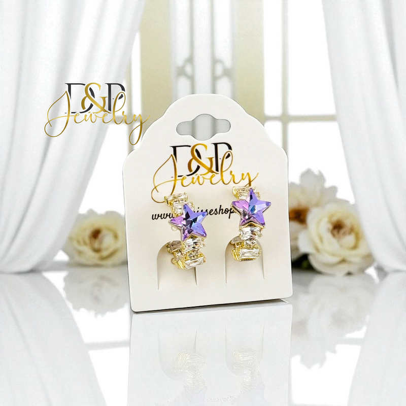 14K PURPLE STAR EARRING E920