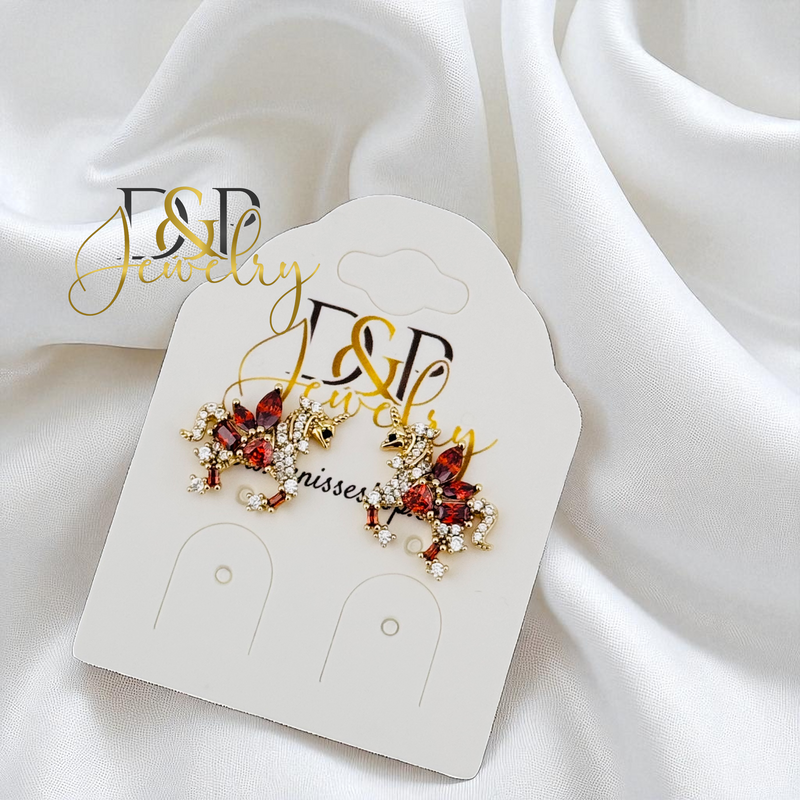 14K GOLD/UNICORN 3 VARIANTS STUD EARRING E1013