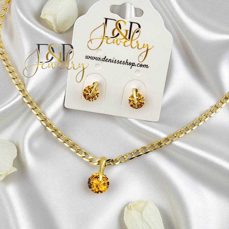 14K CHAMPAGNE NECKLACE SET N272