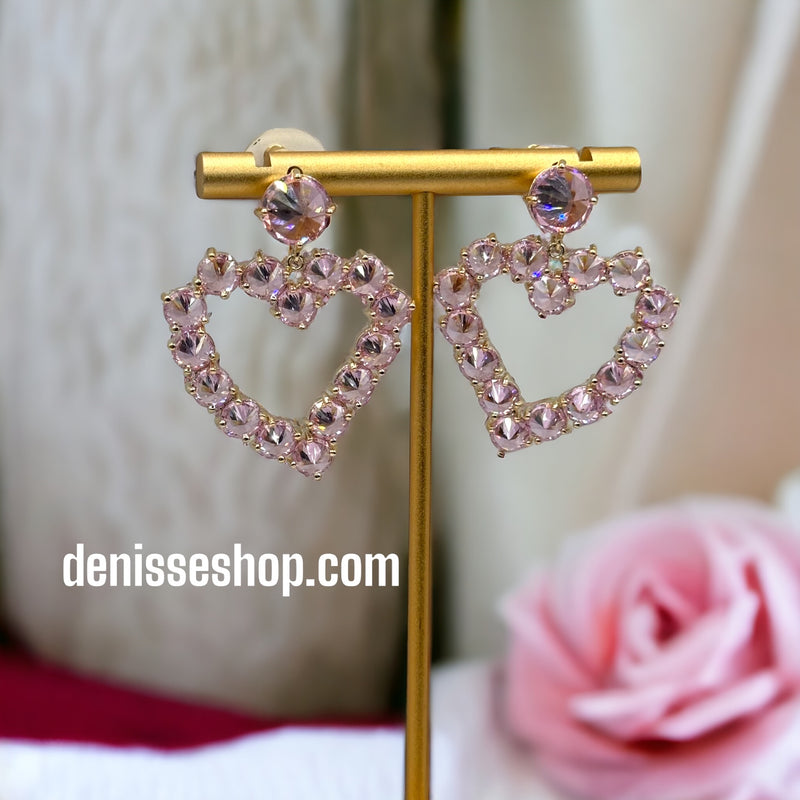 18k Pink Heart Earrings E237