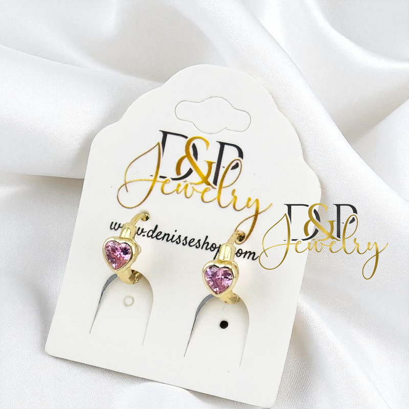 14K SMALL HEART HOOP EARRING HP786