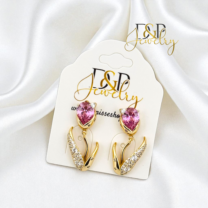 14K PINK TULIP EARRING E970