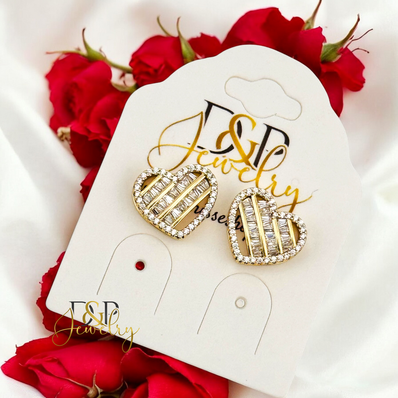 14K FANCY HEART DESIGN EARRING E883