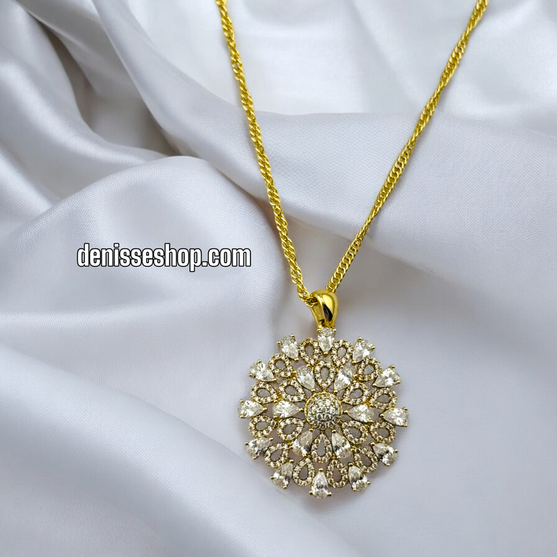 14K / WOMEN / ZIRCONIA SUN FLOWER NECKLACE N119