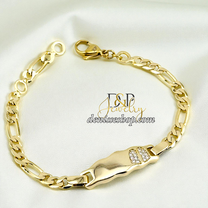 14KGOLD FOOT PRINT PLATE BRACELET BR859