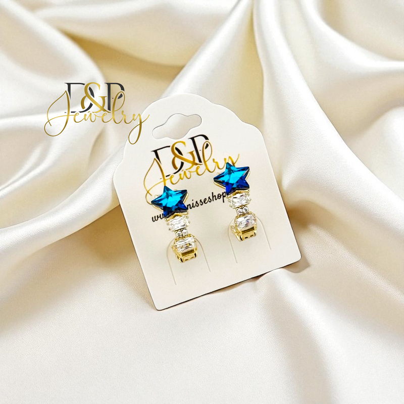 14K BLUE STAR EARRING E921
