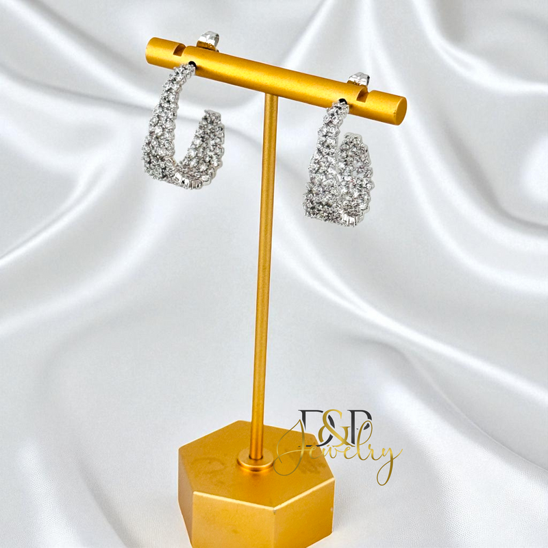SILVER BLING DESIGN HOOP EARRING HP834