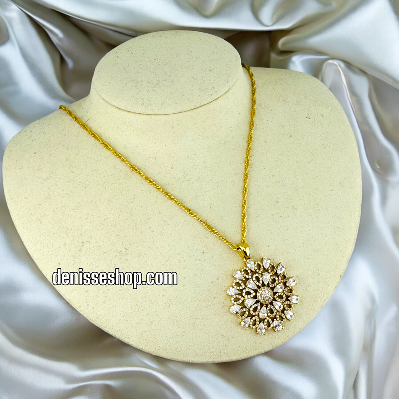 14K / WOMEN / ZIRCONIA SUN FLOWER NECKLACE N119