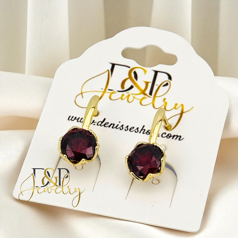 14K DROP STONE HUGGIE EARRING E940