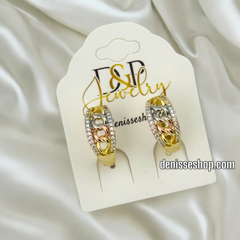 14K THREE TONE HOOP EARRINGS HP592