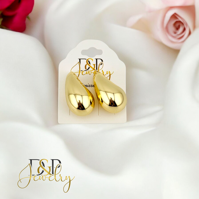 14K PLAIN DROP EARRING E843