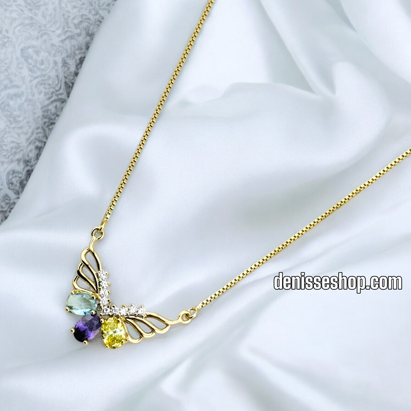 14K MULTICOLOR BUTTERFLY NECKLACE N224