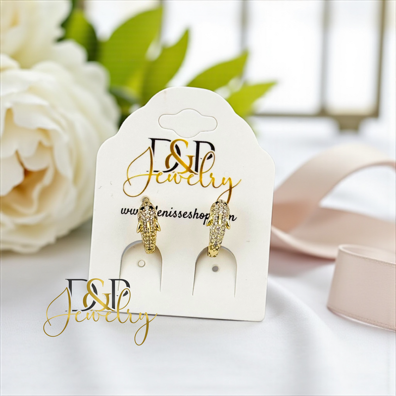 14K GOLD SMALL  DOLPHIN HOOP EARRING HP738