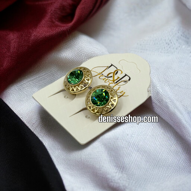 14K ELEGANT GREEN EARRINGS E467