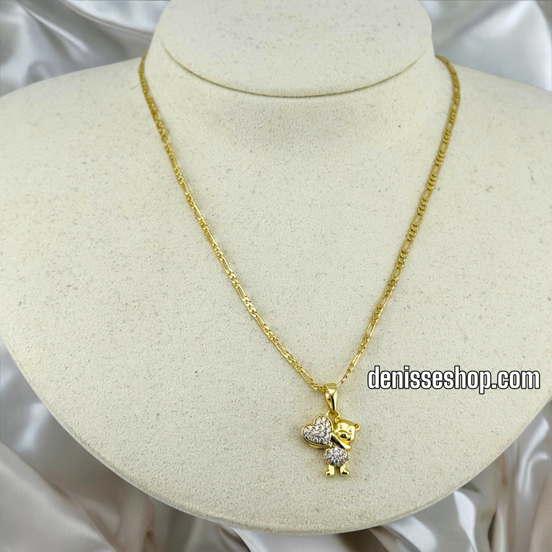 14K TINY BEAR WITH HEART PENDANT P576