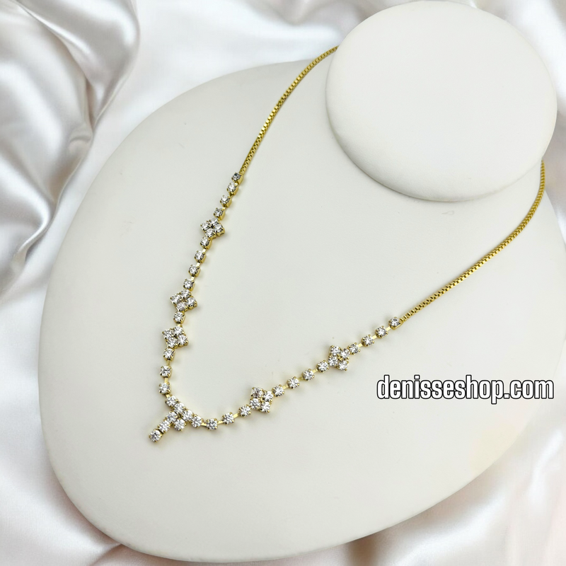 14K ELEGANT WHITE STONE NECKLACE 18&