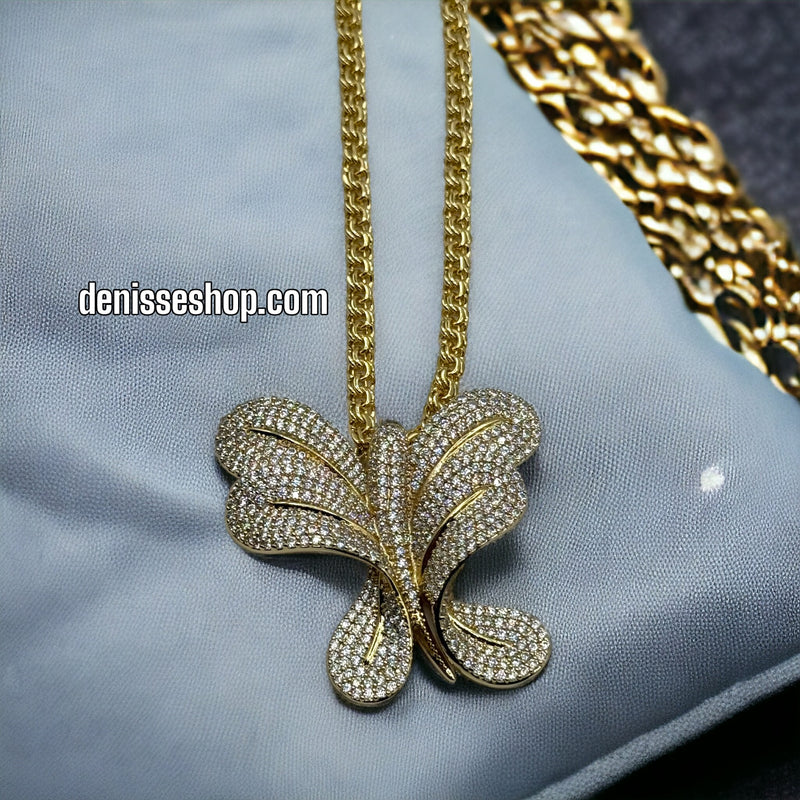 18K White Stone Butterfly Pendant P180 (Chain not included)