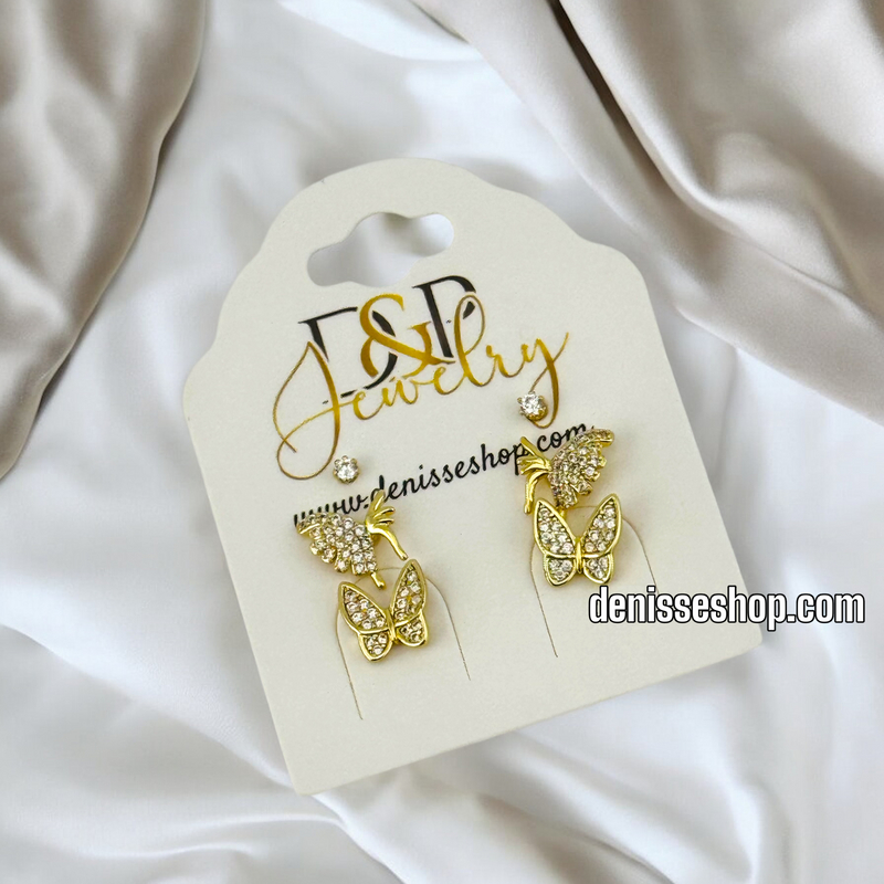 14K /WOMAN/GIRL BUTERFLY EARRING SET E729