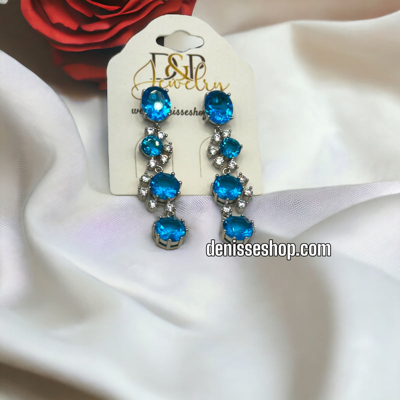 SILVER BLUE ELEGANT EARRINGS E416