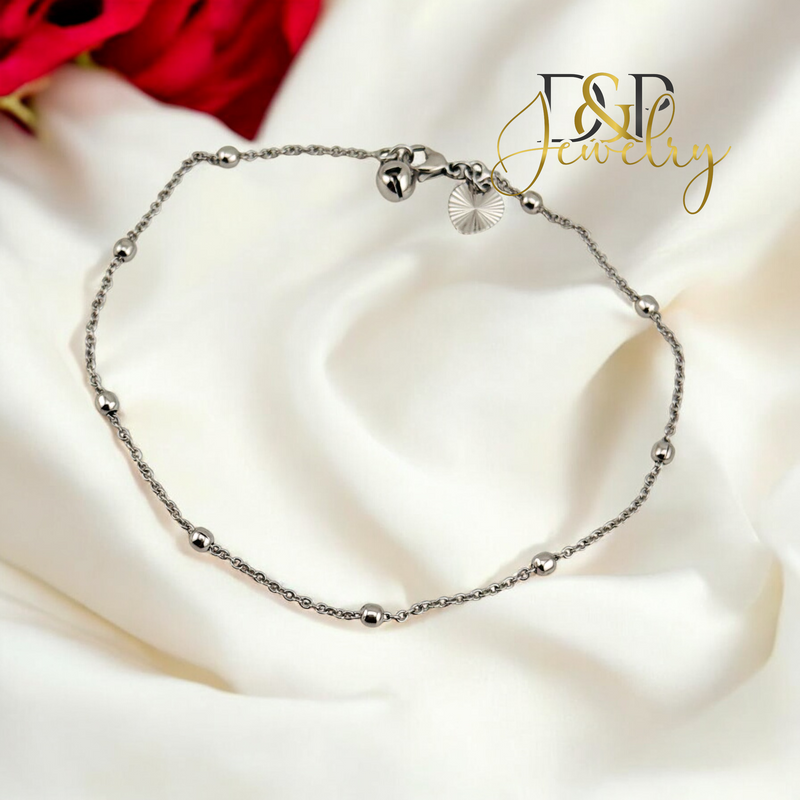 14K SILVER BUBBLE ANKLET BRACELET A27