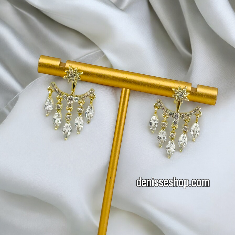 14K /WOMAN WHITE STONES EARRING E742