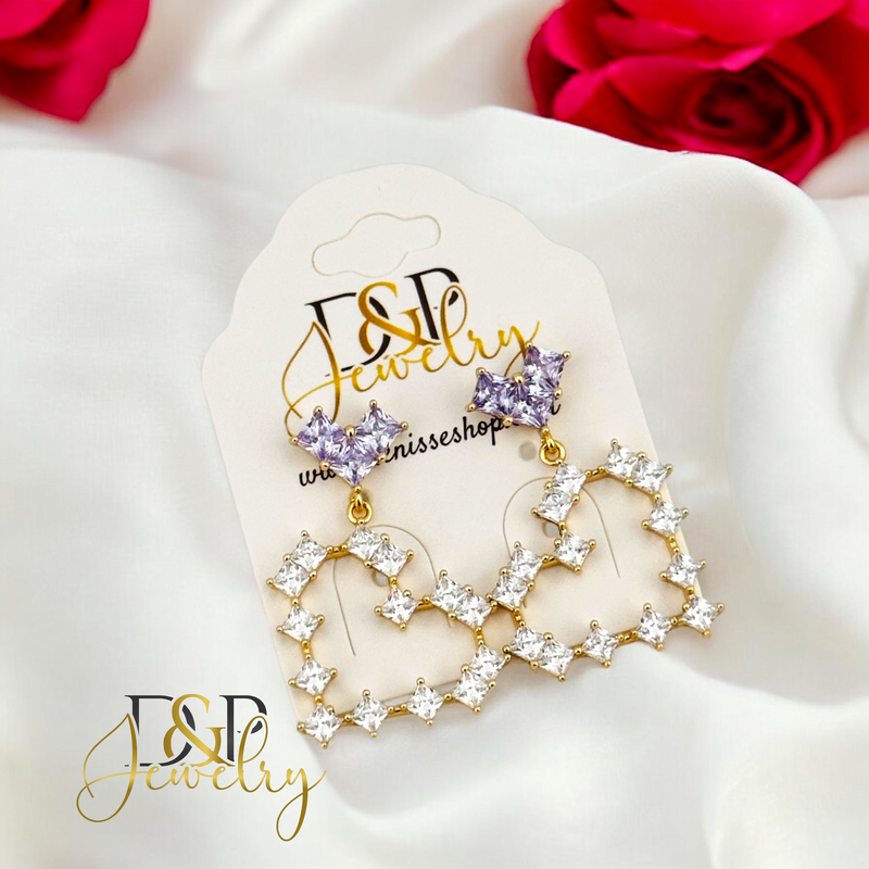 14K HEART OF STONES EARRING E846