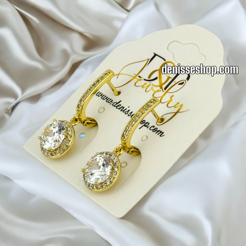 14K GOLD / WHITE STONE  HUGGIES EARRING E679