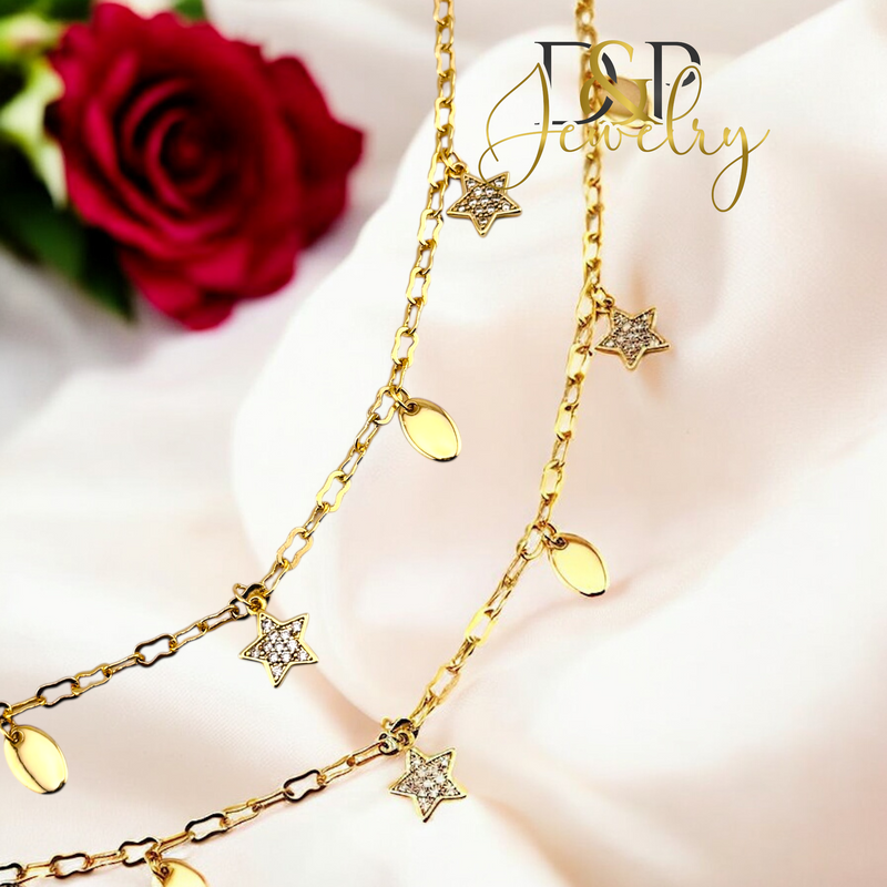 14K STARS ANKLET BRACELET 10.6&