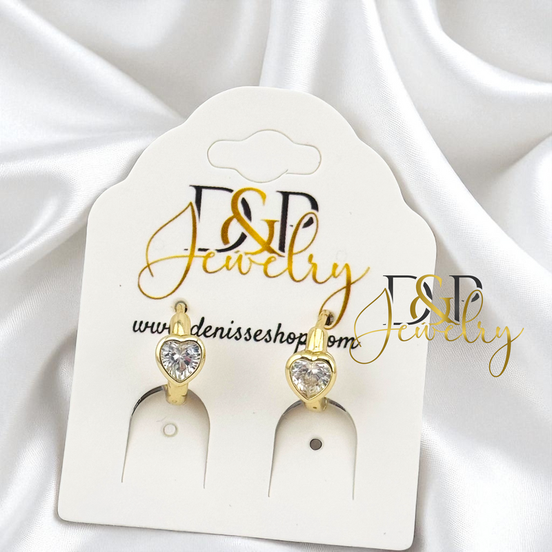 14K SMALL HEART HOOP EARRING HP786